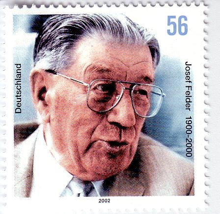 Die zu Ehren Josef Felders 2002 herausgegebene Briefmarke. Bild: de.wikipedia.org, gemeinfreie Lizenz