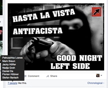 So drohten die Nürnberger Neonazis Antifaschist_innen mit Erschießen.  Screenshot: a.i.d.a.